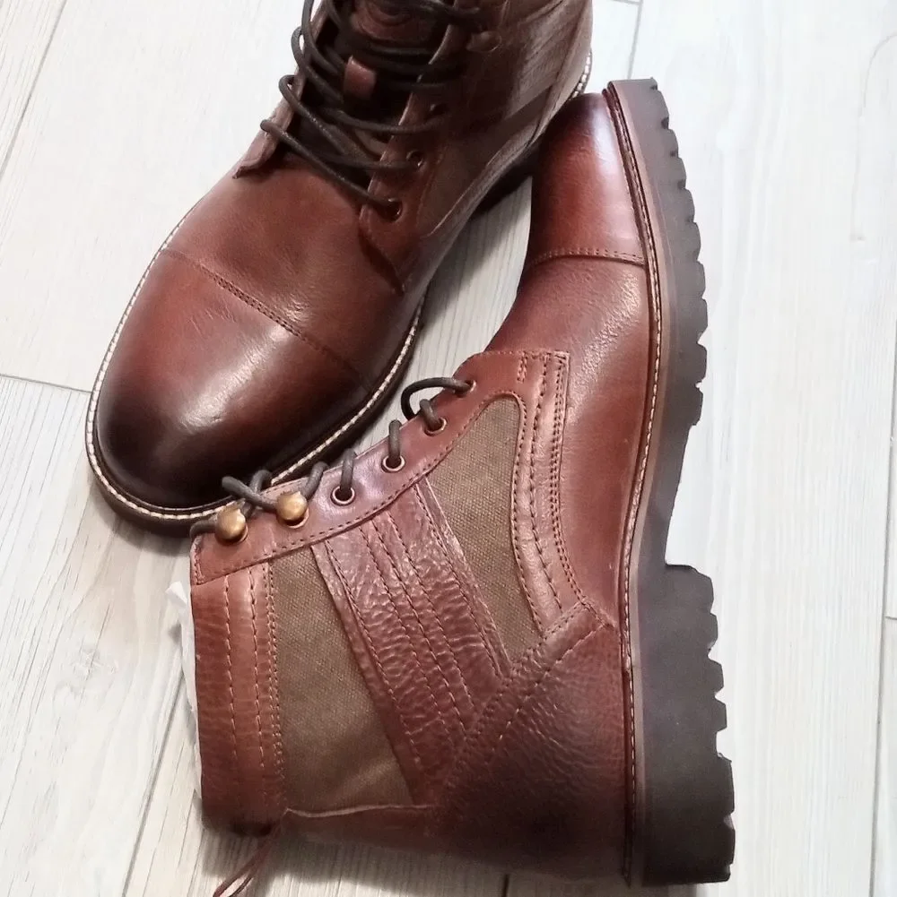 (T-4364) Thomas And Vine Mens Feron Flat Heel Lace Up Boots Sz 8.5